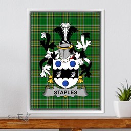 Irish Staples Coat of Arms Family Crest Ireland Framed Canvas Print Irish National Tartan