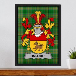 Irish Uniacke Coat of Arms Family Crest Ireland Framed Canvas Print Irish National Tartan