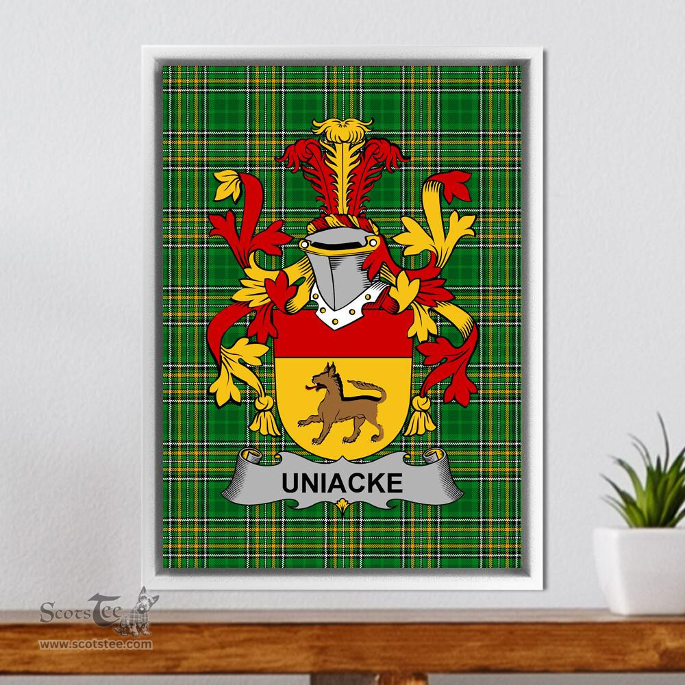 Irish Uniacke Coat of Arms Family Crest Ireland Framed Canvas Print Irish National Tartan