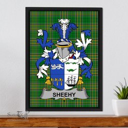 Irish Sheehy or McSheehy Coat of Arms Family Crest Ireland Framed Canvas Print Irish National Tartan
