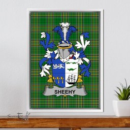 Irish Sheehy or McSheehy Coat of Arms Family Crest Ireland Framed Canvas Print Irish National Tartan
