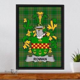 Irish Rowan Coat of Arms Family Crest Ireland Framed Canvas Print Irish National Tartan