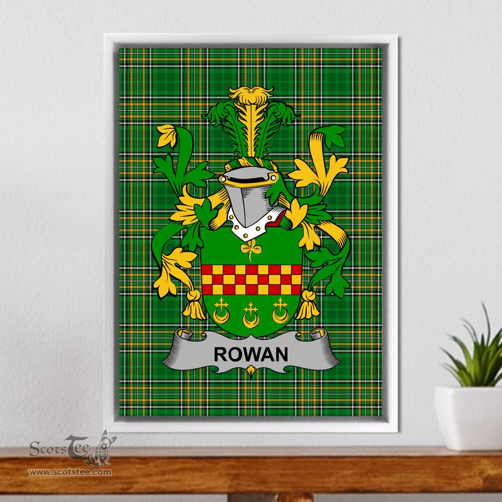 Irish Rowan Coat of Arms Family Crest Ireland Framed Canvas Print Irish National Tartan