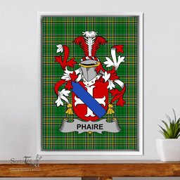 Irish Phaire Coat of Arms Family Crest Ireland Framed Canvas Print Irish National Tartan