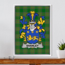 Irish Shanley or McShanly Coat of Arms Family Crest Ireland Framed Canvas Print Irish National Tartan
