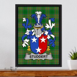 Irish Studdert Coat of Arms Family Crest Ireland Framed Canvas Print Irish National Tartan