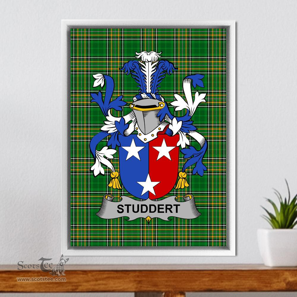 Irish Studdert Coat of Arms Family Crest Ireland Framed Canvas Print Irish National Tartan