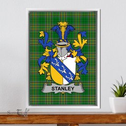 Irish Stanley Coat of Arms Family Crest Ireland Framed Canvas Print Irish National Tartan