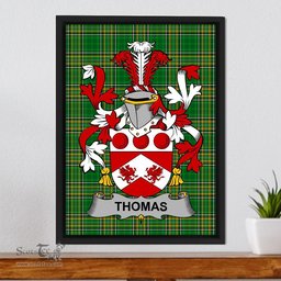 Irish Thomas Coat of Arms Family Crest Ireland Framed Canvas Print Irish National Tartan