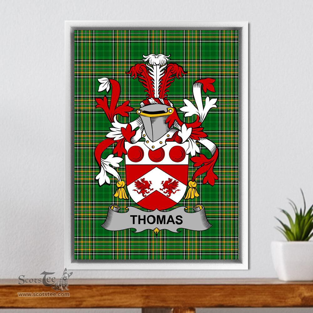 Irish Thomas Coat of Arms Family Crest Ireland Framed Canvas Print Irish National Tartan