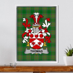 Irish Thomas Coat of Arms Family Crest Ireland Framed Canvas Print Irish National Tartan