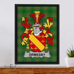 Irish Ormesby Coat of Arms Family Crest Ireland Framed Canvas Print Irish National Tartan