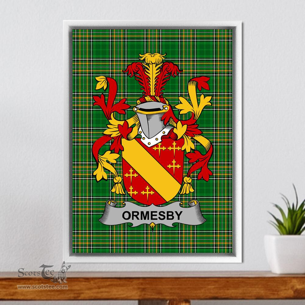 Irish Ormesby Coat of Arms Family Crest Ireland Framed Canvas Print Irish National Tartan