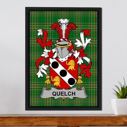 Irish Quelch Coat of Arms Family Crest Ireland Framed Canvas Print Irish National Tartan