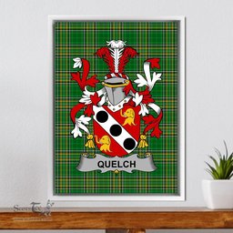Irish Quelch Coat of Arms Family Crest Ireland Framed Canvas Print Irish National Tartan