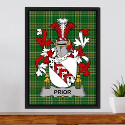 Irish Prior Coat of Arms Family Crest Ireland Framed Canvas Print Irish National Tartan
