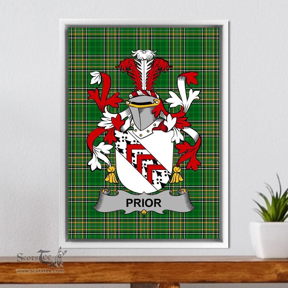 Irish Prior Coat of Arms Family Crest Ireland Framed Canvas Print Irish National Tartan
