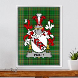 Irish Prior Coat of Arms Family Crest Ireland Framed Canvas Print Irish National Tartan