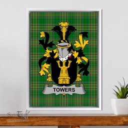 Irish Towers Coat of Arms Family Crest Ireland Framed Canvas Print Irish National Tartan