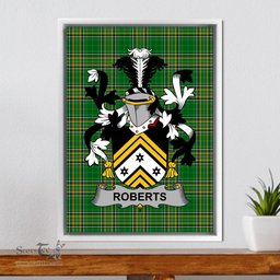 Irish Roberts Coat of Arms Family Crest Ireland Framed Canvas Print Irish National Tartan