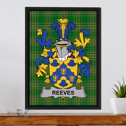 Irish Reeves Coat of Arms Family Crest Ireland Framed Canvas Print Irish National Tartan