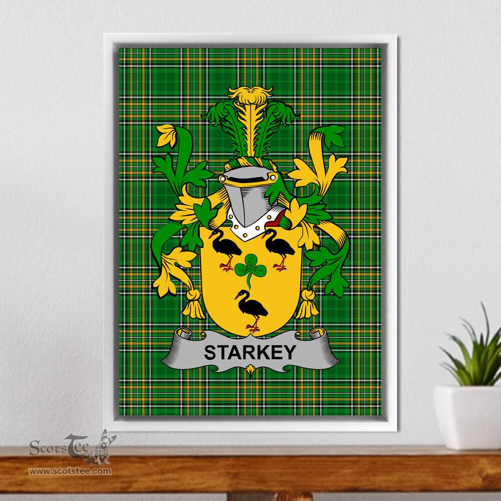 Irish Starkey Coat of Arms Family Crest Ireland Framed Canvas Print Irish National Tartan