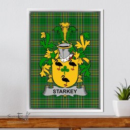 Irish Starkey Coat of Arms Family Crest Ireland Framed Canvas Print Irish National Tartan