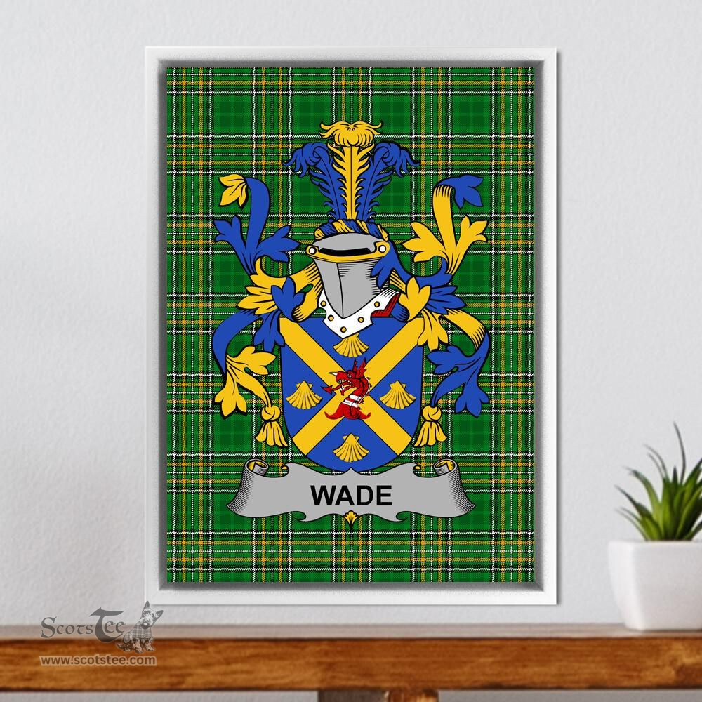 Irish Wade Coat of Arms Family Crest Ireland Framed Canvas Print Irish National Tartan