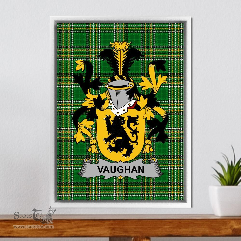 Irish Vaughan Coat of Arms Family Crest Ireland Framed Canvas Print Irish National Tartan