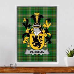 Irish Vaughan Coat of Arms Family Crest Ireland Framed Canvas Print Irish National Tartan