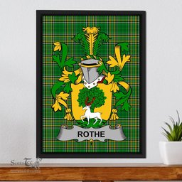 Irish Rothe Coat of Arms Family Crest Ireland Framed Canvas Print Irish National Tartan