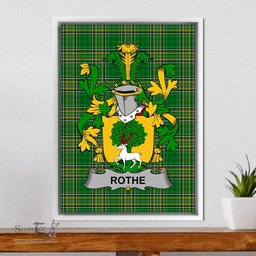 Irish Rothe Coat of Arms Family Crest Ireland Framed Canvas Print Irish National Tartan