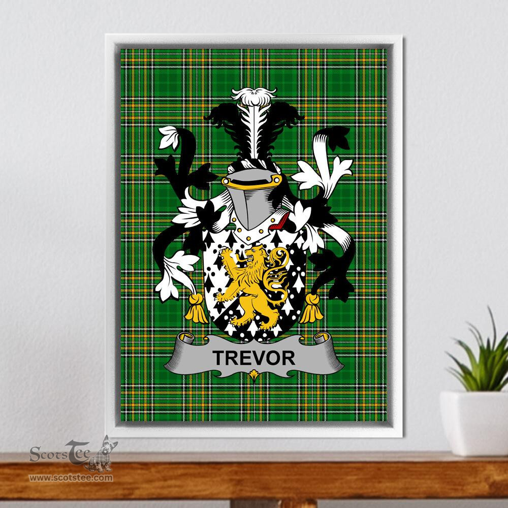 Irish Trevor Coat of Arms Family Crest Ireland Framed Canvas Print Irish National Tartan
