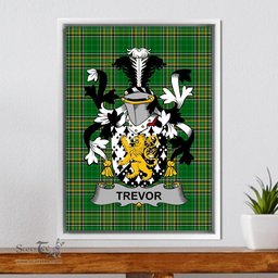 Irish Trevor Coat of Arms Family Crest Ireland Framed Canvas Print Irish National Tartan