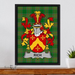 Irish Rich Coat of Arms Family Crest Ireland Framed Canvas Print Irish National Tartan