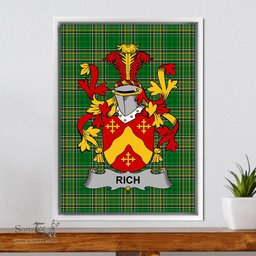 Irish Rich Coat of Arms Family Crest Ireland Framed Canvas Print Irish National Tartan