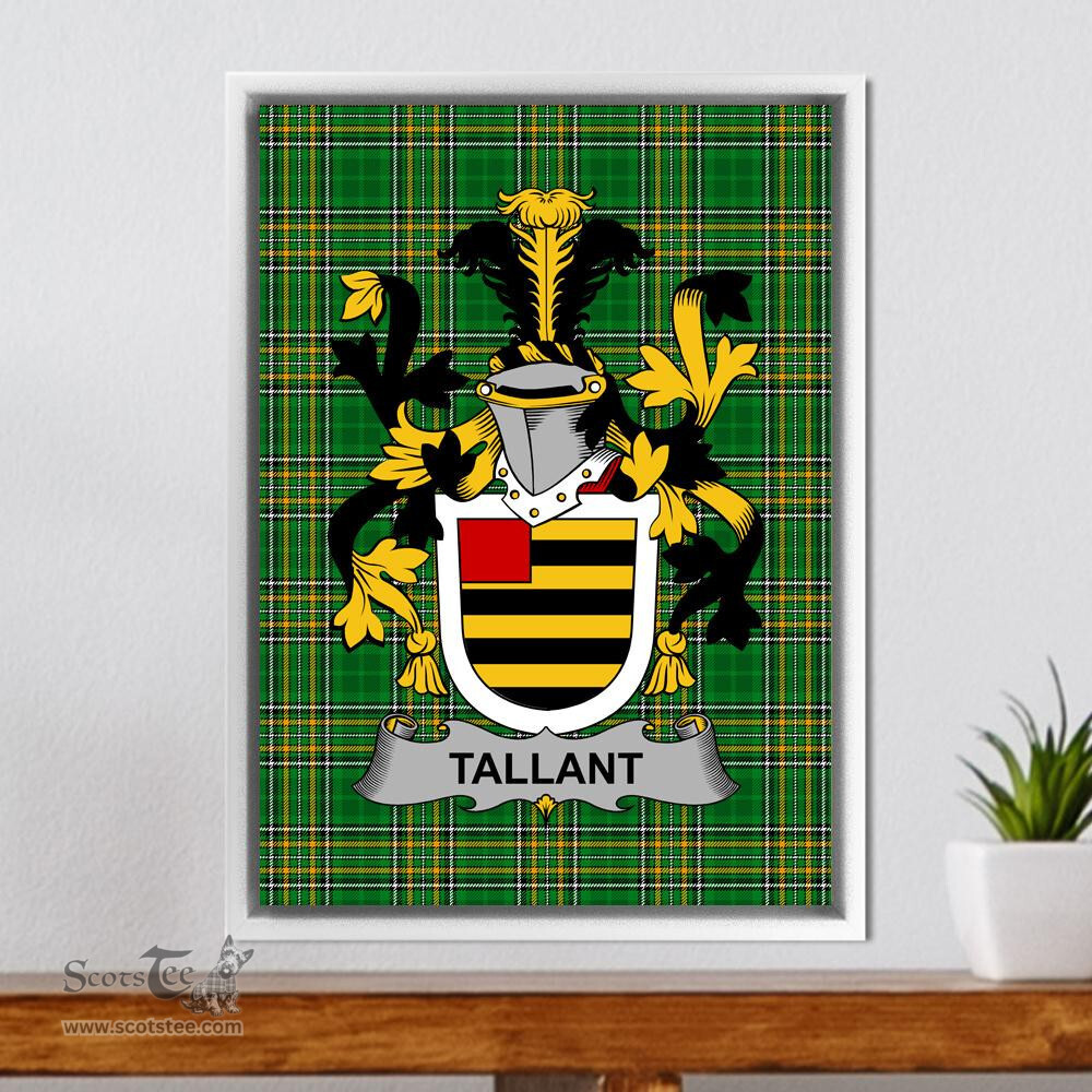 Irish Tallant or Tallon Coat of Arms Family Crest Ireland Framed Canvas Print Irish National Tartan