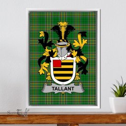 Irish Tallant or Tallon Coat of Arms Family Crest Ireland Framed Canvas Print Irish National Tartan