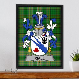 Irish Riall or Ryle Coat of Arms Family Crest Ireland Framed Canvas Print Irish National Tartan