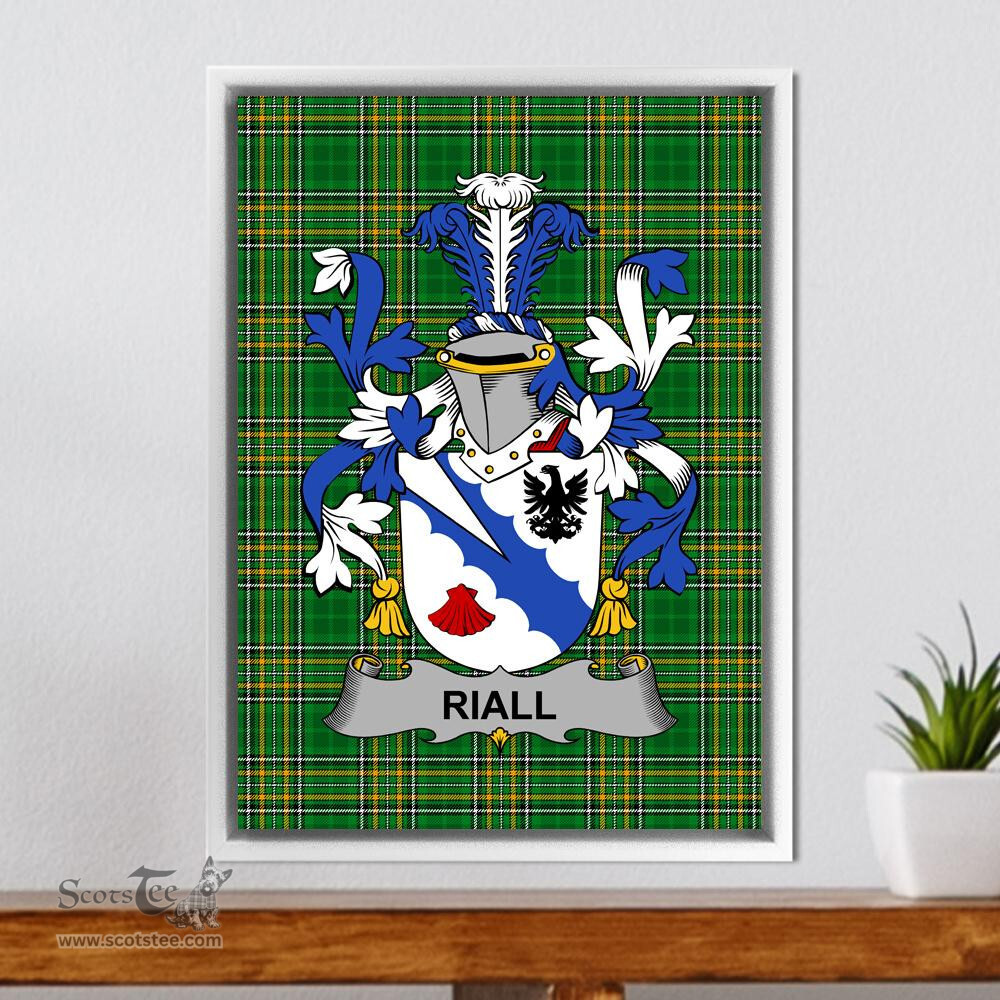 Irish Riall or Ryle Coat of Arms Family Crest Ireland Framed Canvas Print Irish National Tartan