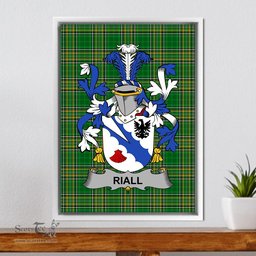Irish Riall or Ryle Coat of Arms Family Crest Ireland Framed Canvas Print Irish National Tartan