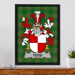 Irish Tuite Coat of Arms Family Crest Ireland Framed Canvas Print Irish National Tartan