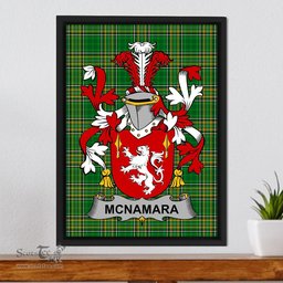 Irish McNamara Coat of Arms Family Crest Ireland Framed Canvas Print Irish National Tartan