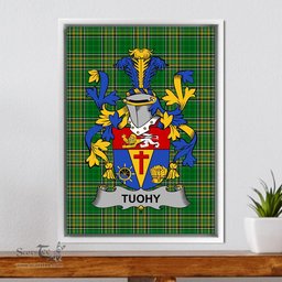 Irish Tuohy or O'Toohey Coat of Arms Family Crest Ireland Framed Canvas Print Irish National Tartan