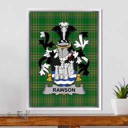 Irish Rawson Coat of Arms Family Crest Ireland Framed Canvas Print Irish National Tartan