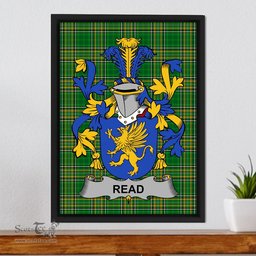 Irish Read Coat of Arms Family Crest Ireland Framed Canvas Print Irish National Tartan