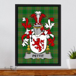 Irish Pettit Coat of Arms Family Crest Ireland Framed Canvas Print Irish National Tartan