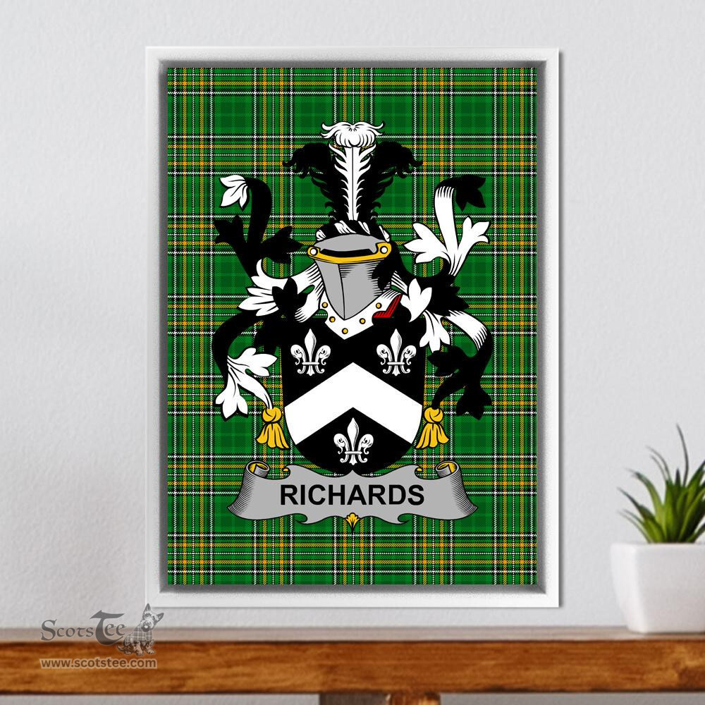 Irish Richards Coat of Arms Family Crest Ireland Framed Canvas Print Irish National Tartan