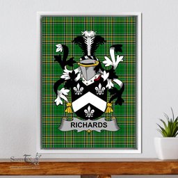 Irish Richards Coat of Arms Family Crest Ireland Framed Canvas Print Irish National Tartan