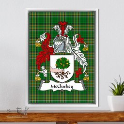 Irish McCluskey Coat of Arms Family Crest Ireland Framed Canvas Print Irish National Tartan